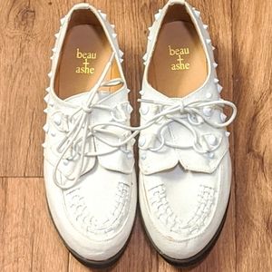 Beau + Ashe Studded White Canvas Shoes